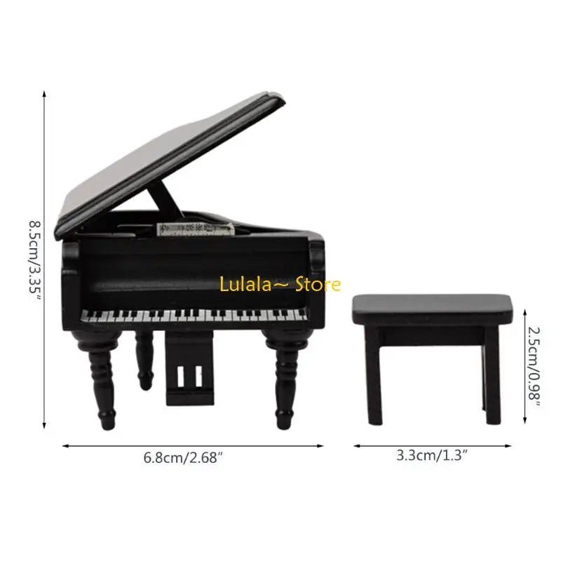 Y4QA 1:12 voor poppenhuis miniatuur piano ambachten vetplanten voor poppenhuis miniatuur piano krukjes micro landschap muzikale