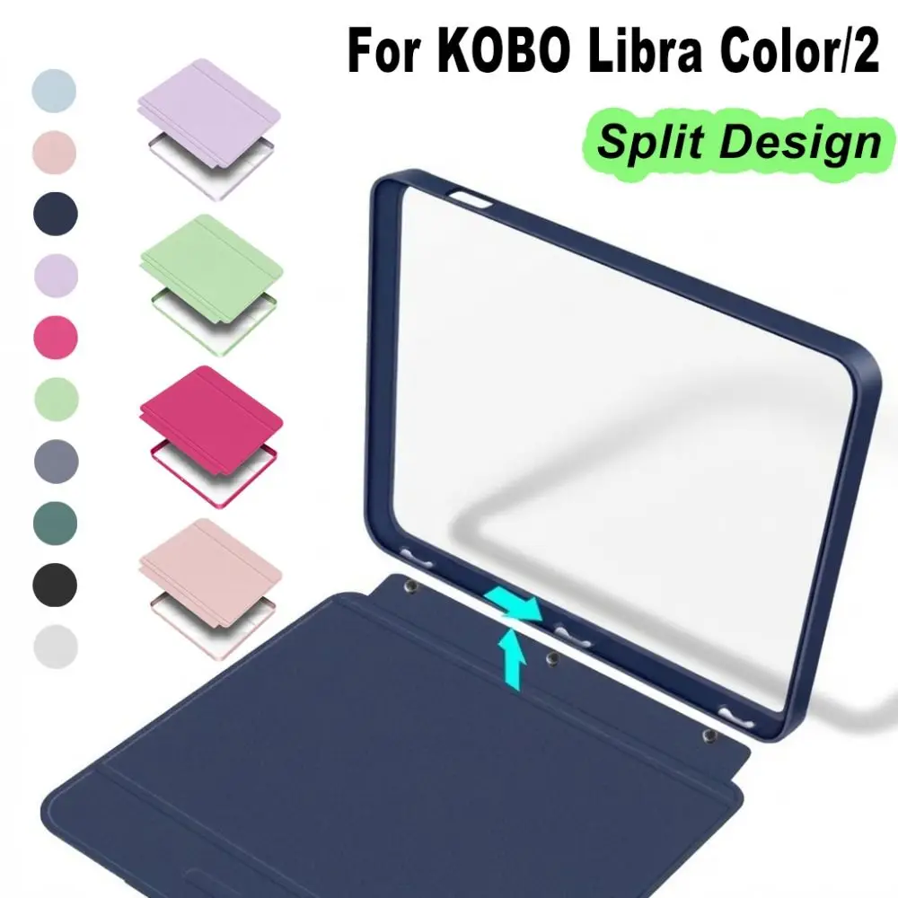 Auto Wake/Sleep Case Split Design Snap on Protective Shell Smart Wear Resistant Funda for KOBO Libra Color/2 7 inch N428 N418