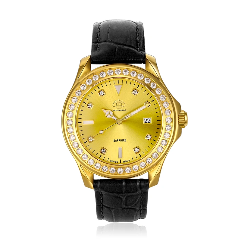 waterproof real gold wristwatch online sale luxury fashion fancy watch with jewelry