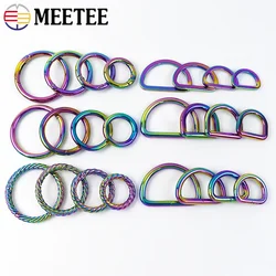 5Pcs 20/25/32/38mm Meetee Rainbow Metal O D Ring Buckles Bags Strap Adjust Loop Clasp Belt Clothes Hook DIY Hardware Accessories