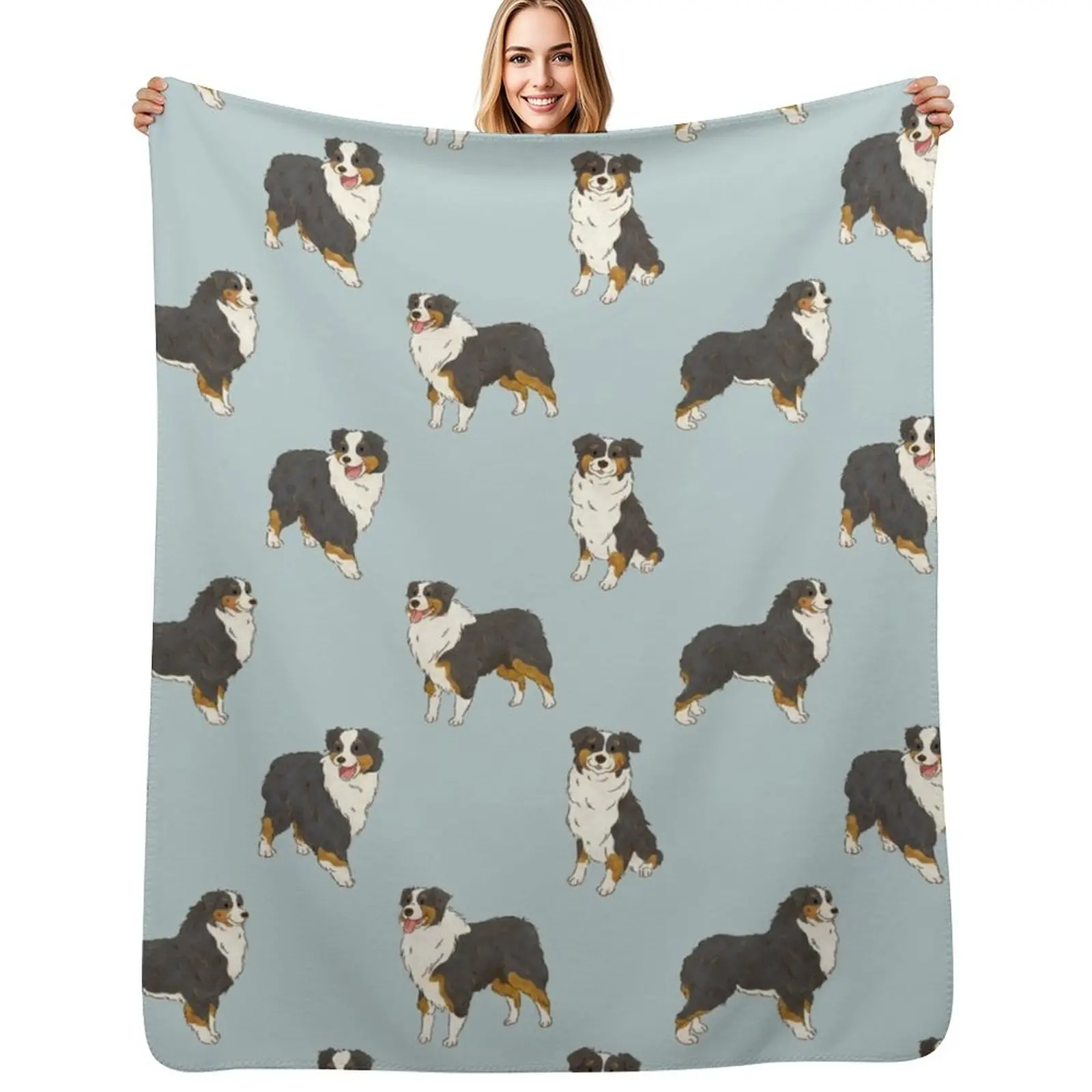 

Black Tri Australian Shepherd Aussie Dog Throw Blanket Flannels Blankets For Sofas Luxury Thicken Winter beds Blankets