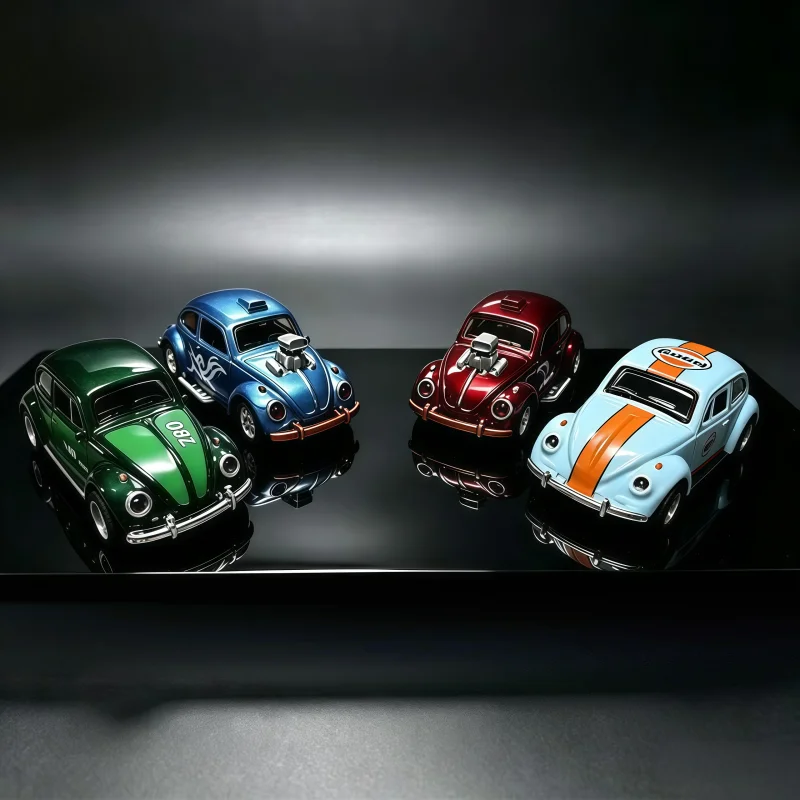 1:36 Classic Beetle Alloy Car Model Set, Retro Modified Racing Alloy Toy Car, Reaction, Can Open the Door, Simulation Collectibl