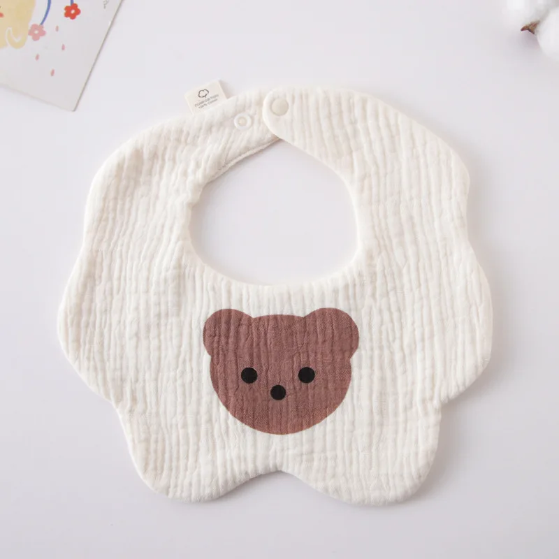 

New Korean Style Cotton Gauze Baby Feeding Bibs Summer Soft Petal Infants Print Saliva Towel Newborn Toddler Burp Cloth Kid Bib