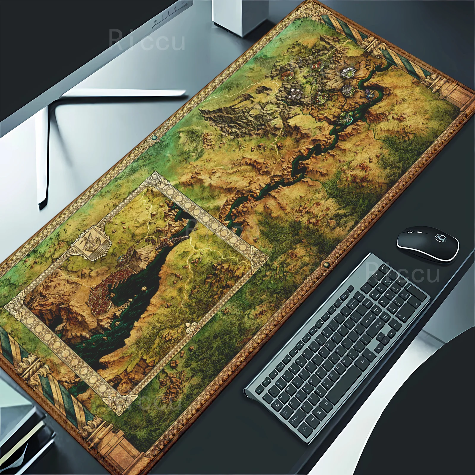 

mouse pad Gaming Ancient Map Baldurs Gate 3 900x400mm Stitch Edges Rubber teclado mousepad desk mat Gaming XXL Non-slip mausepad