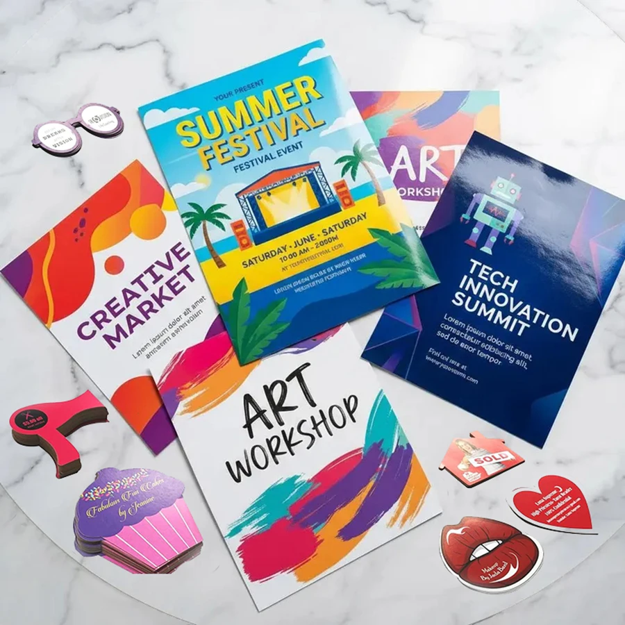 Custom Flyers Printing Personalized Business Leaflets Custom Brochure Menu Poster Design A4 A5 157g Matte Coated Paper Double Si