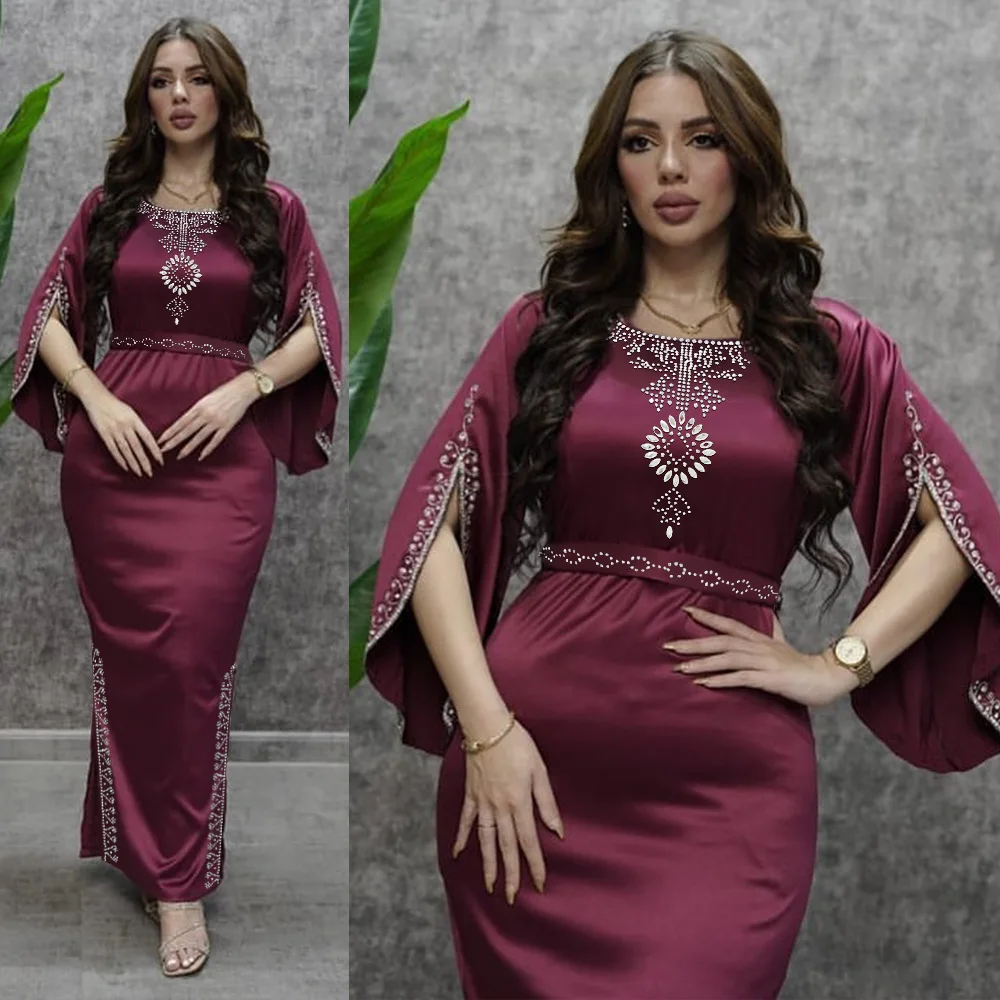 

Fashion Diamond Abaya Dubai Arabian Evening Dress Kimono Muslim Abayas for Women Casual Female Islam Clothes Vistidos Musulmana
