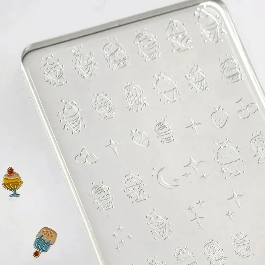 

Ice Cream Popsicle Star Moon Cherry Strawberry Bowknot Lace Rose Flower Snowflake Nail Art Silicone Carving Mold Mould Template