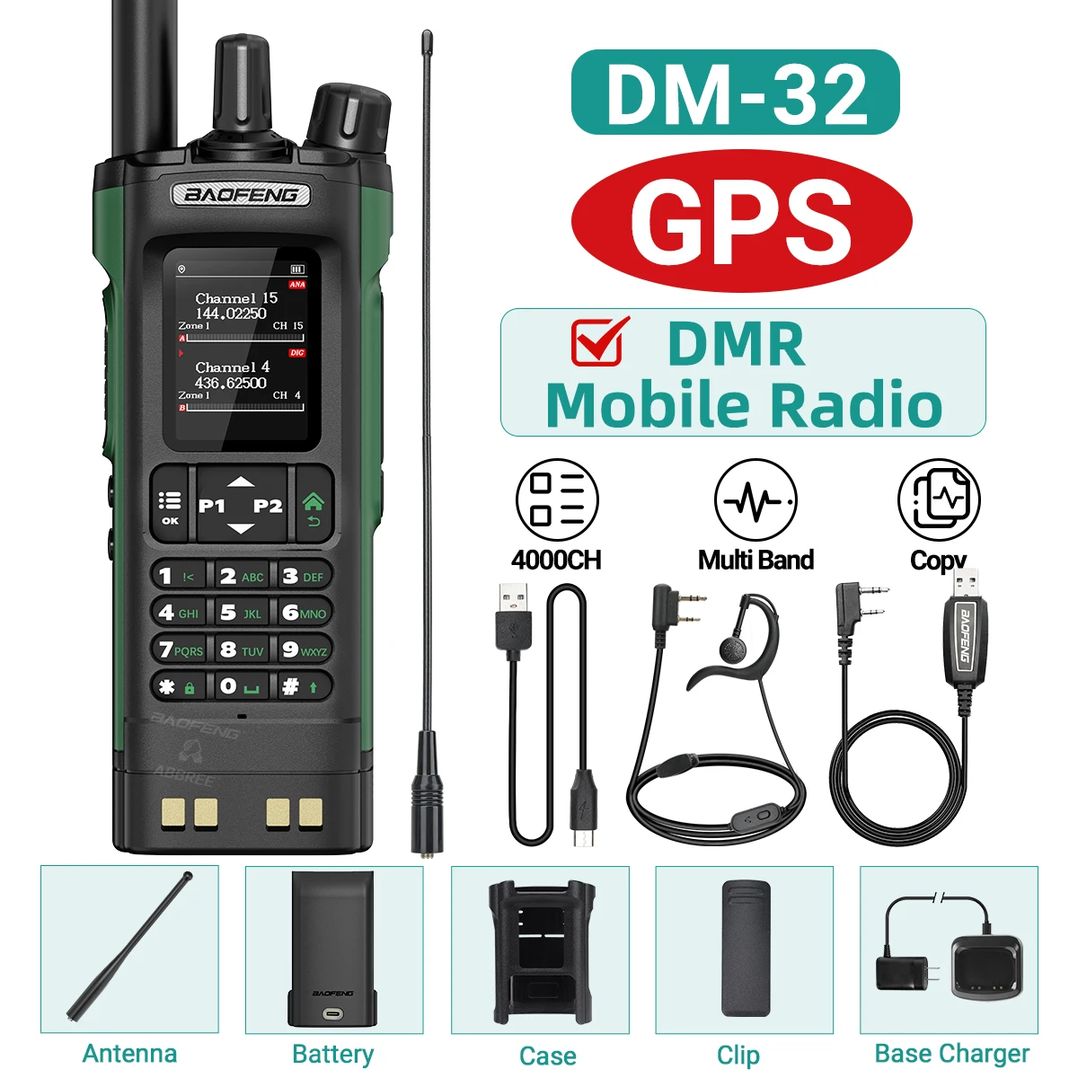 Baofeng DMR DM-32 Digitales Walkie-Talkie GPS Dual Mode Analog TDMA Dual Time Slot AM FM APRS Digitaler Anruf Amateurfunk DM-1701 UV-32