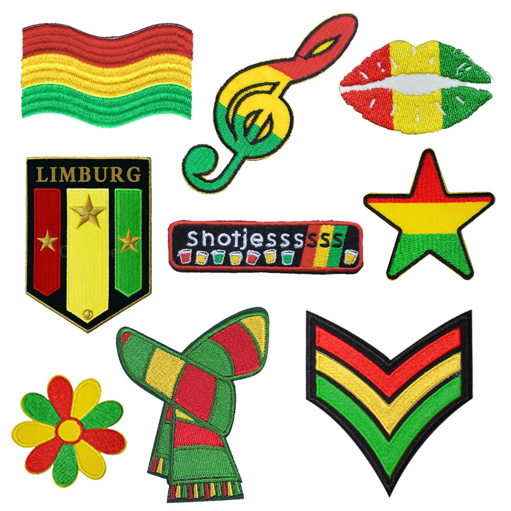 Carnival Red Yellow Green Embleem for Clothing Iron on Embroidered Sew Applique Vastenaovend Patch Limburgse Patches