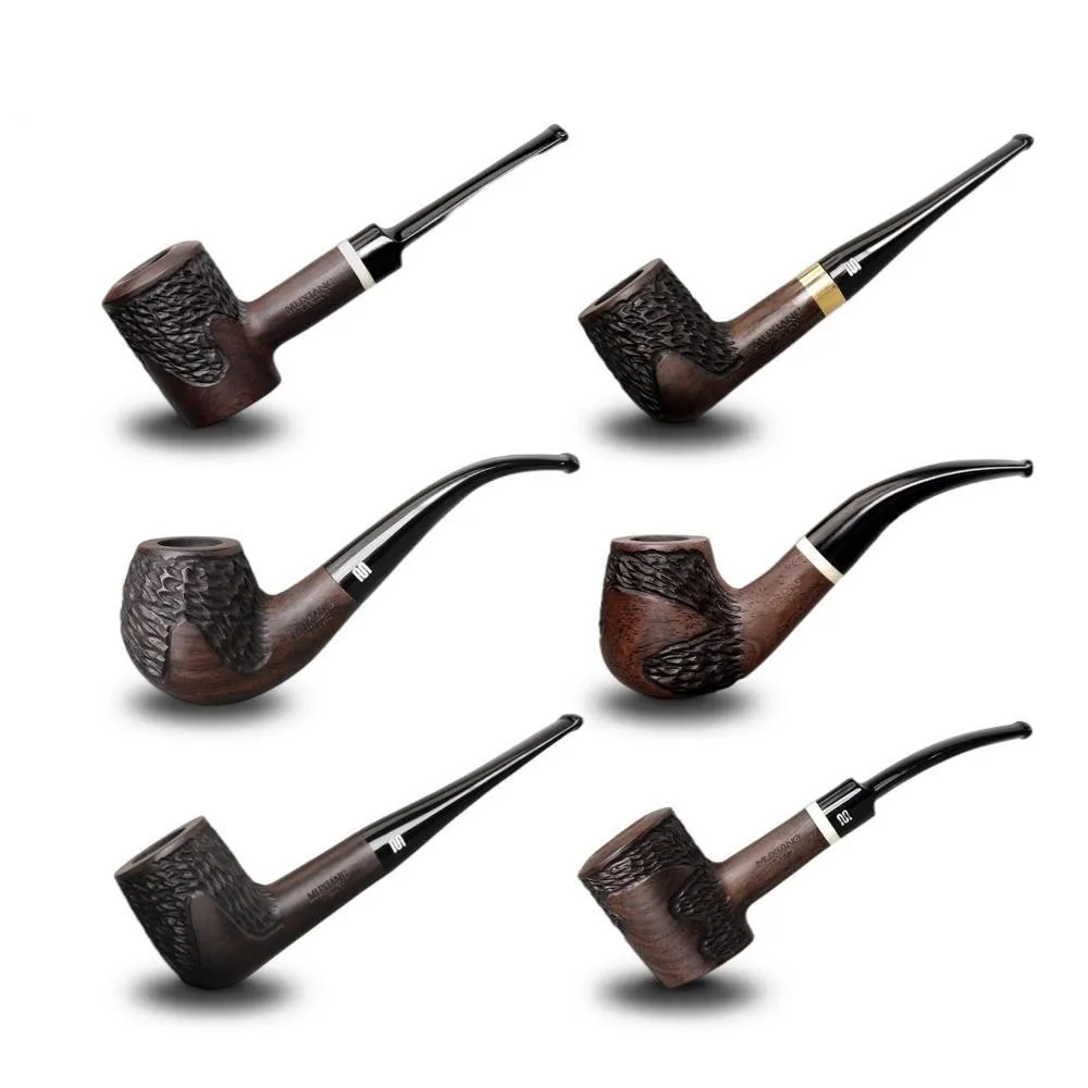 1Pc Ebony Wood Pipe Smoking Pipes Portable Smoking Pipe Herb Tobacco Pipes Grinder Smoke Gifts Black/Coffee