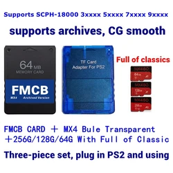 TF e adaptador de cartão SD para todos os consoles, cartão FMCB, escolha o pacote combinado, PS2, MX4ISO, PS2, 256 GB, 128 GB, 64 GB