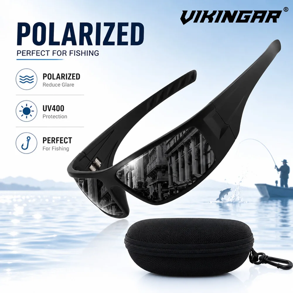 

VIKINGAR TAC UV400 Fishing Sunglasses Anti Glare Impact Resistant Outdoor Sports Sun Glasses for Men Angling Hiking Eyewear
