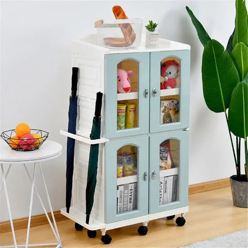 Double Door Factory Price Child Storage Wardrobe Cupboard Kids Plastic Mobile Cabinet