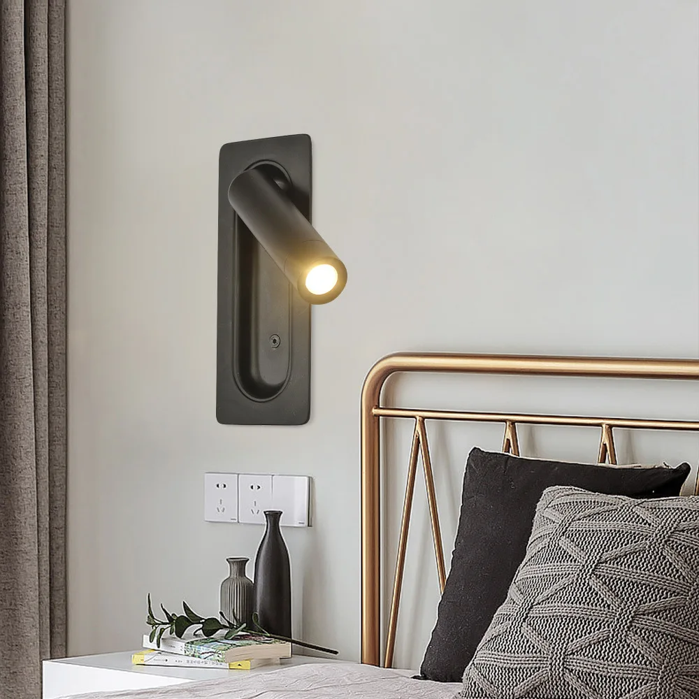 Adjustable Minimalist LED Wall Lamp Hotel Headboard Reading Light For Guest Room Modern Hotel Indoor Bedside LED wall light