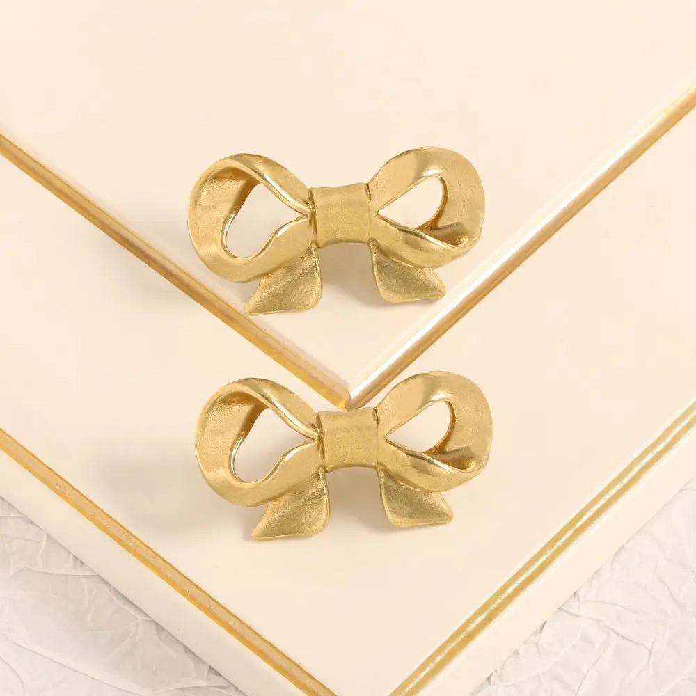 

Gold Color Bow Tie Brass Handle Retro Furniture Hardware Cabinet Door Knobs Single Hole Luxury Wardrobe Drawer Pulls Cupboard