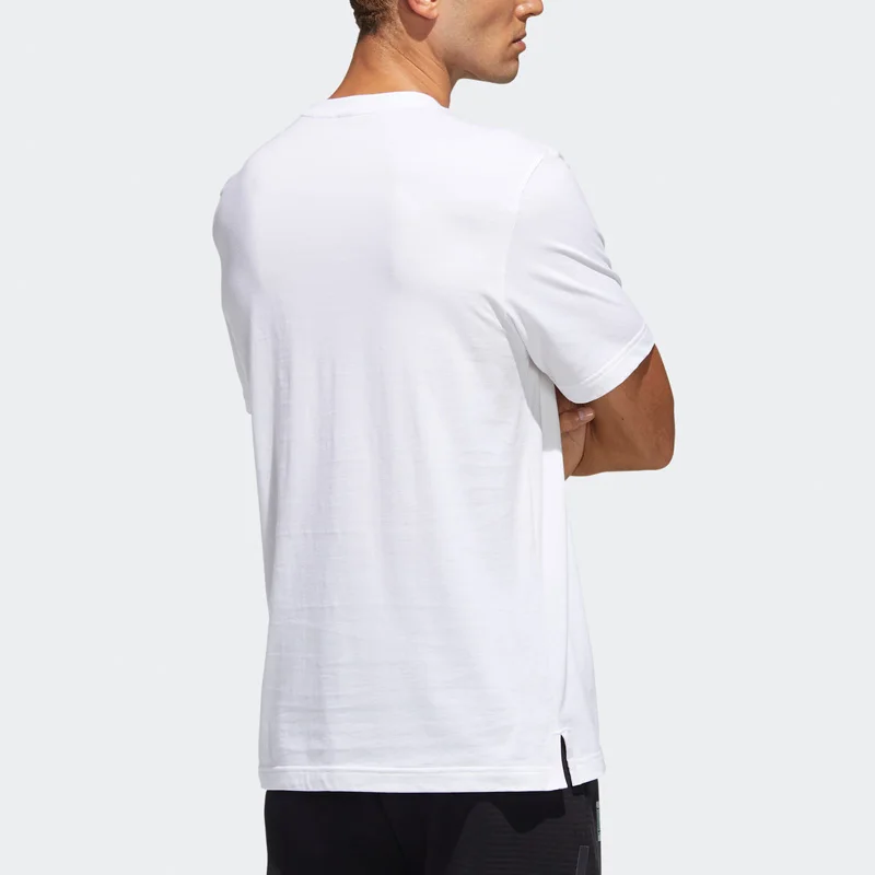 Adidas Men's White Short - Sleeve T - Shirt with Orange Pattern for Casual and Sports Wear