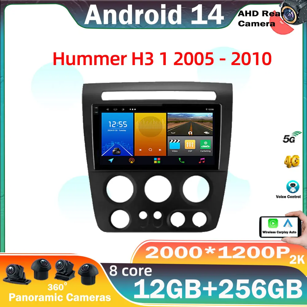 

Car Android 14 Car Auto Radio Multimedia Video Player Navigation GPS For Hummer H3 1 2005 - 2010 No 2din QLED Stereo 4G WIFI BT