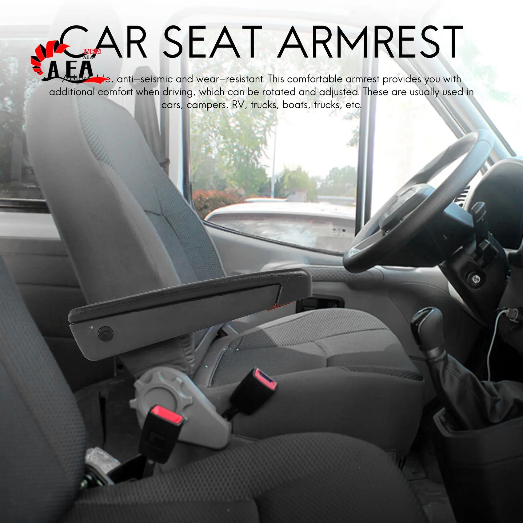 

AEA0-Car Universal Adjustable Car Seat Armrest For Rv Motorhome Truck Auto Parts