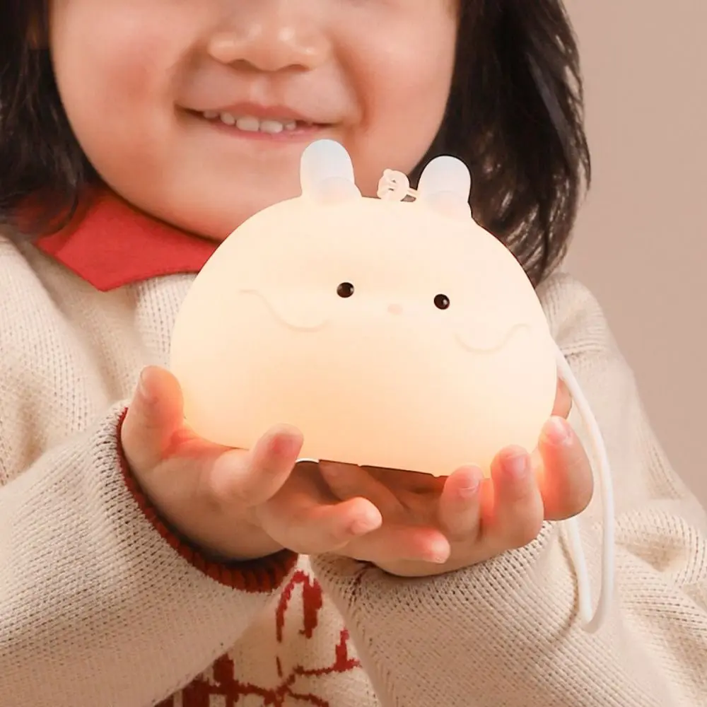 

Creative Dragon Shaped Night Light Soft Cute Animal Silicone Nursery Light USB Rechargeable Warm Color Sleeping Lamp Kids