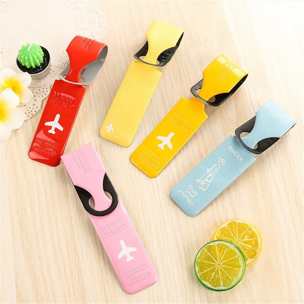 Creative Luggage Tag PU Leather Portable Label Baggage Silica Gel Suitcase ID Addres Holder Boarding Tags Travel Accessories