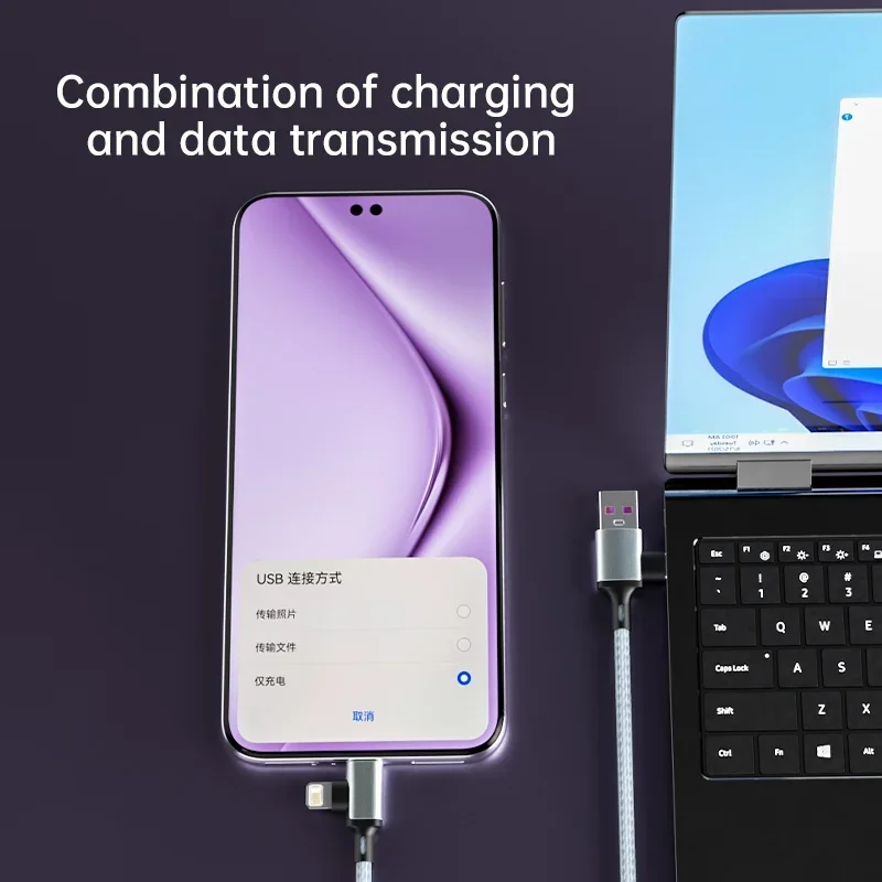 كابل PD 2 في 1 USB A من النوع C إلى كابل شحن سريع لهاتف iPhone 16 15 14 13 11 Pro Max iPad Xiaomi Huawe Samsung