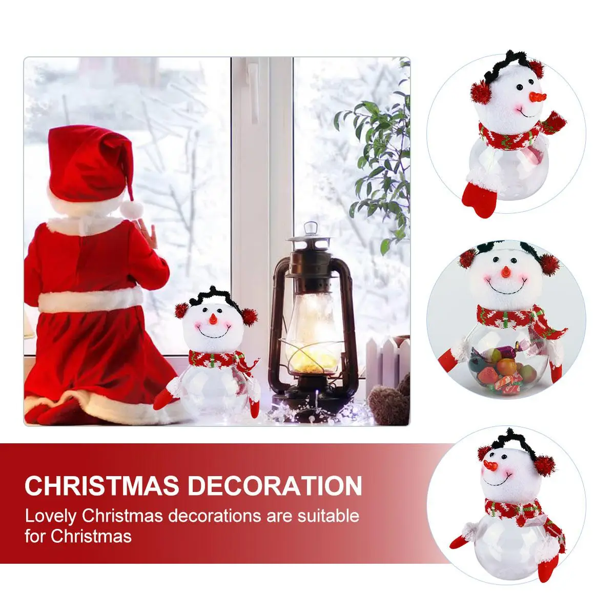

Snowman Jar Christmas Storage Can Holiday Sweets Container nament Xmas Party Supplies Plastic Safe Quality