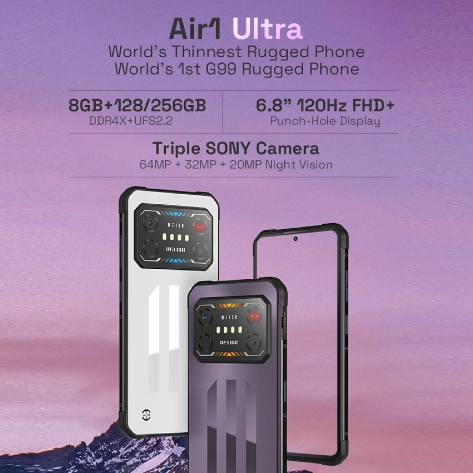 IIIF150 Air1 Ultra Rugged Phone 8GB+128GB 64MP Camera Night Vision 6.8