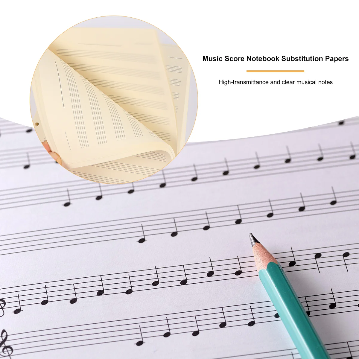 100 Sheets Music Manuscript Notebook Refill Loose-Leaf Paper for Musicians Notebooks Work