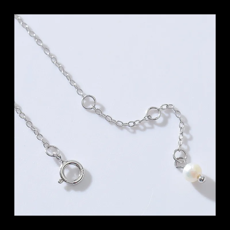 قلادة أنيقة وبسيطة من الفضة الإسترليني مرصعة بقلادة لؤلؤ المياه العذبة الطبيعية للنساء، سلسلة الترقوة الرائعة متعددة الاستخدامات Ne