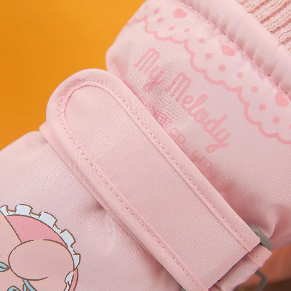 Sanrioed Kawaii My Melody Plush Ski Gloves Kuromi Cinnamoroll Touch Screen Anime Winter Thicken Warm Gloves Water Proof Gift