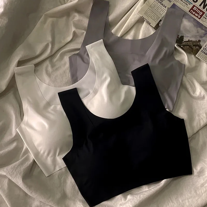 Roupa íntima para meninas sem suspensórios de anel de aço sutiã esportivo sutiã de estudante reunido sem costura colete pequeno