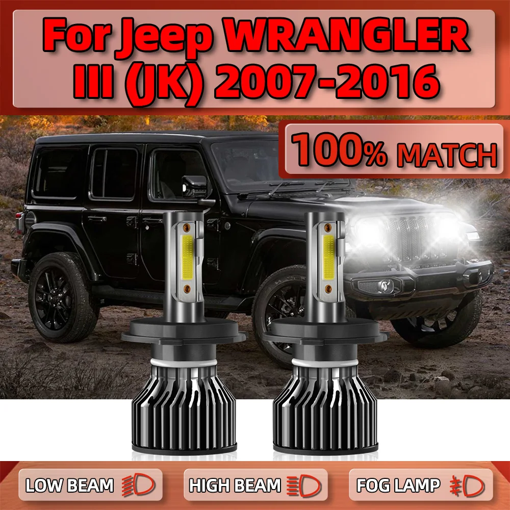 

120W Car Lights 20000LM Canbus LED Headlight Bulb 6000K Turbo Lamps 12V For Jeep WRANGLER III (JK) 2007-2012 2013 2014 2015 2016