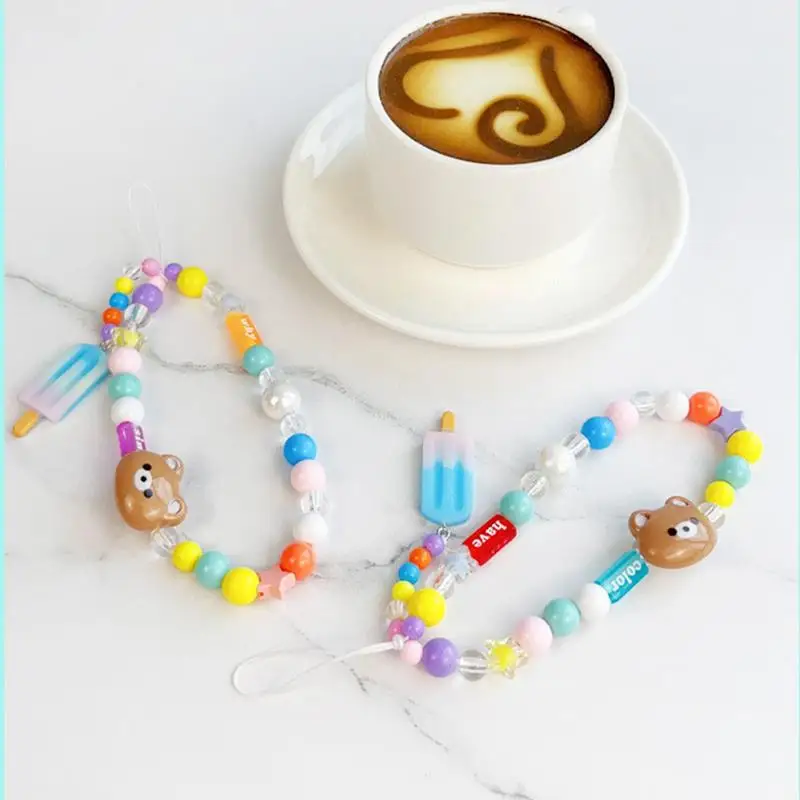 Phone Charm Aesthetic Cell Phone Chain Strap Beaded Cute Charm for Cellphone Purse Backpack Bag Wallet Key Chain Stylish