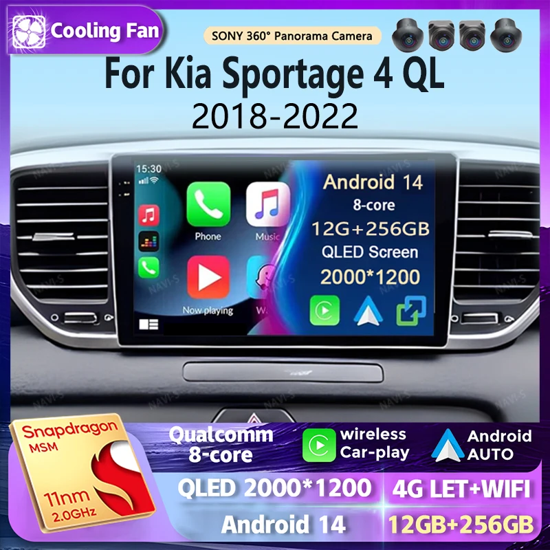 

Android 14 For Kia Sportage 4 QL 2018 - 2022 2K QLED Android Car Radio Multimedia Video Player AI Voice CarPlay Head Unit Stereo