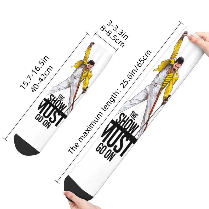 Cool Mens Freddie Mercury Show Dress Socks Unisex Breathbale Warm 3D Print Rock Band Queen Crew Socks