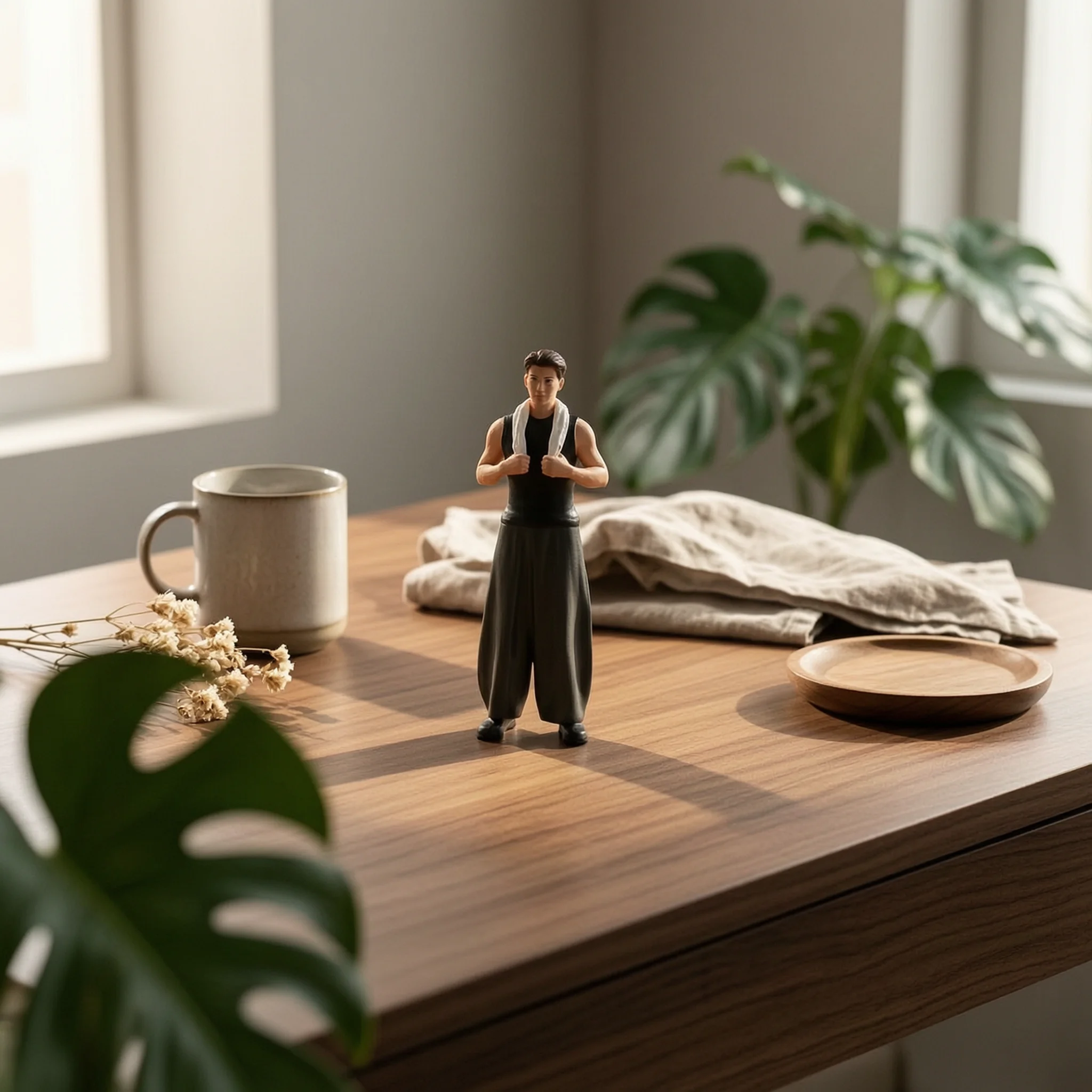 Hand-painted Resin Miniature Standing Handyman Worker Figurine Realistic Facial Features for Cabinet or Desk Decor