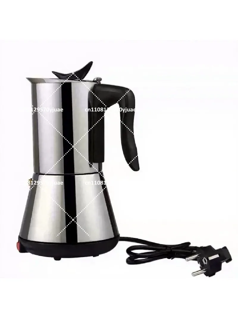 304 Stainless Steel Electric Moka Pot 6-Cup Italian Coffee Maker with Anti-Dry Burn Protection