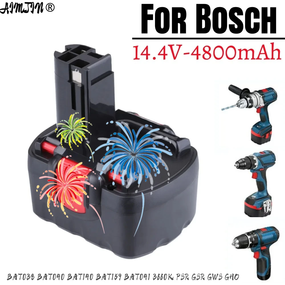 

Аккумулятор для инструментов 14.4V Ni-Mh 4800mAh высокой емкости для Bosch BAT038 BAT040 BAT140 BAT159 BAT041 3660K PSR GSR GWS GHO