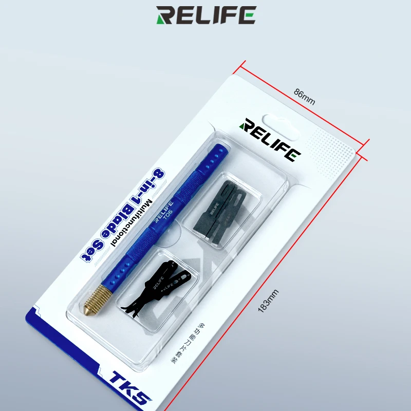 RELIFE TK5 8-in-1 Multifunctional Blade Set Disassembly Remove Adhesive Repair Maintenance Blade Scraping Pry Knife