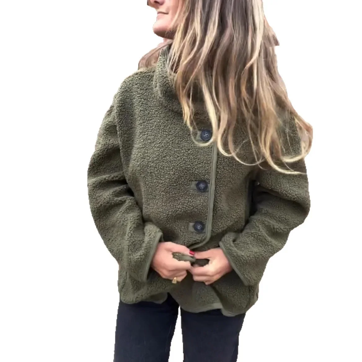 2025年秋冬新作 ボタンダウンファーコート ラペルボタンダウン ルーズウォームベルベットセーター