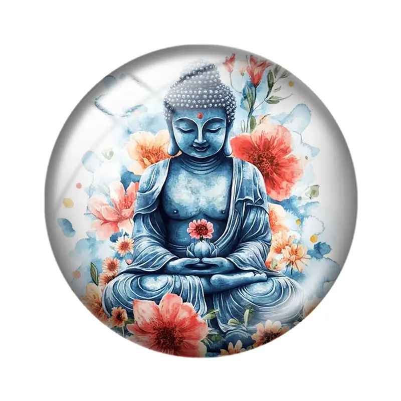Floral Buddha 12/18/20/25mm glass cabochon necklace bracelet pendant rings for jewelry demo earrings back Making findings