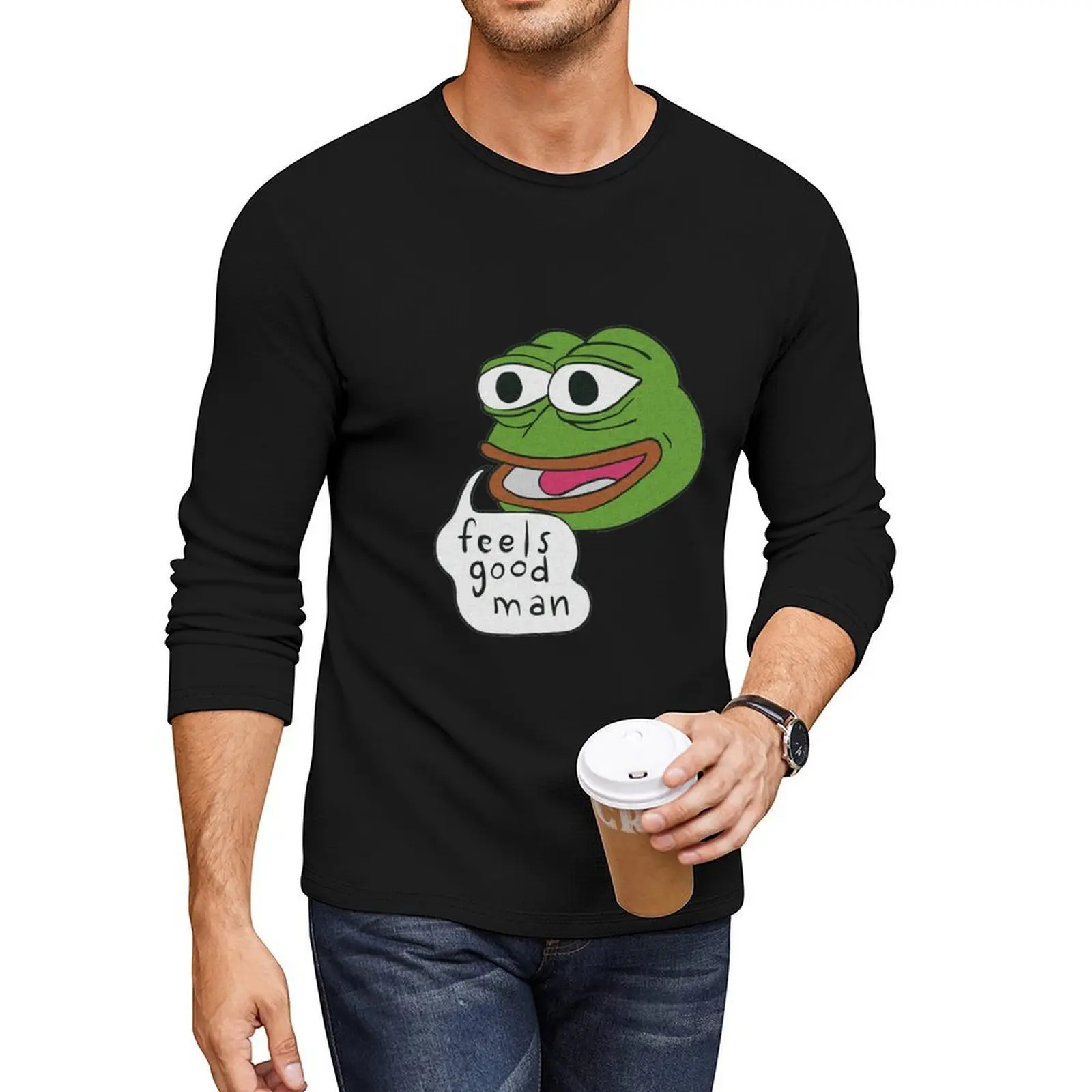 

Pepe - Feels Good Man Long T-Shirt aesthetic clothes boys white t shirts sublime t shirt hippie clothes t shirt for men