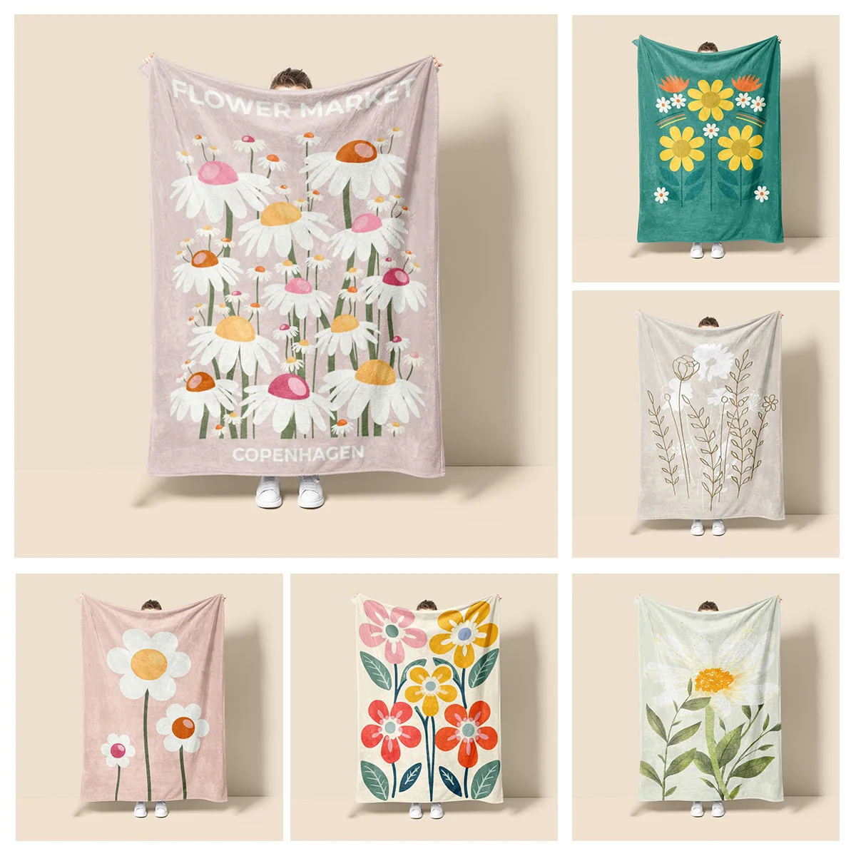 Morandi Color Blanket Abstract Botanical Graffiti Design Scandinavian Minimalist Sofa Blanket Cafe Home Dual Purpose