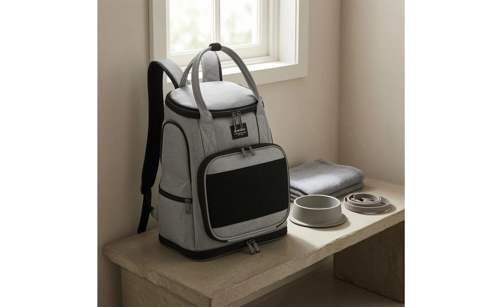 Pet Carrier Backpack Zippered Mesh Pet Carrier Backpack Water-Resistant Easy to Clean for Travel