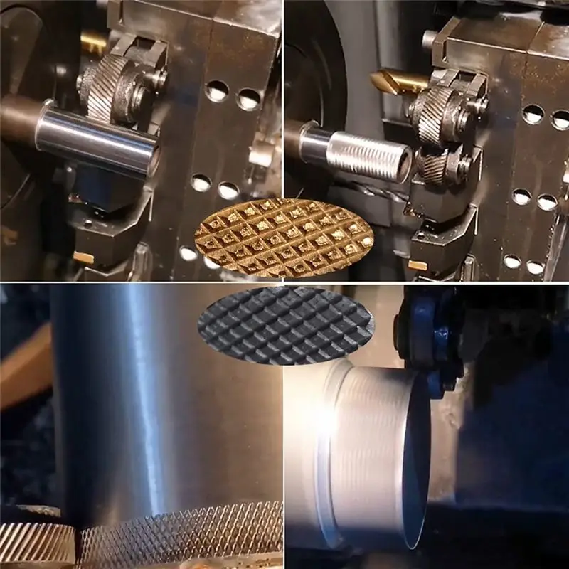 ABZC-7-Piece Metal Lathe Knurling Tool Set With 0.5Mm/1.0Mm/2.0Mm Pitch Straight Knurling Wheel