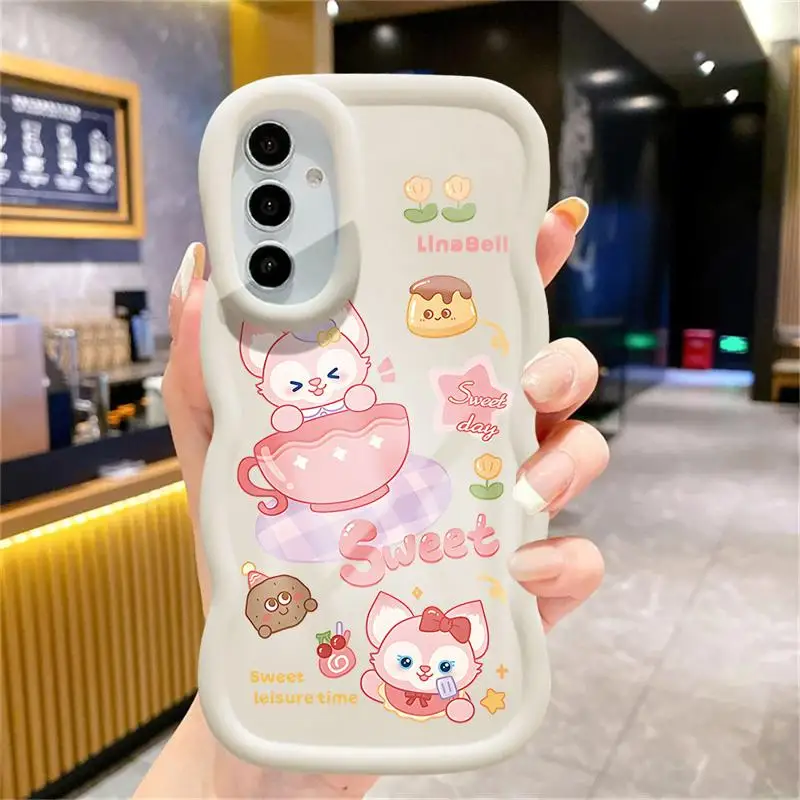 Disney Luxury Macaron Waves Phone Case Sweet StellaLou LinaBell for Samsung Galaxy A55 A54 A53 A52 A51 A14 A13 A12 A33 A23 A32