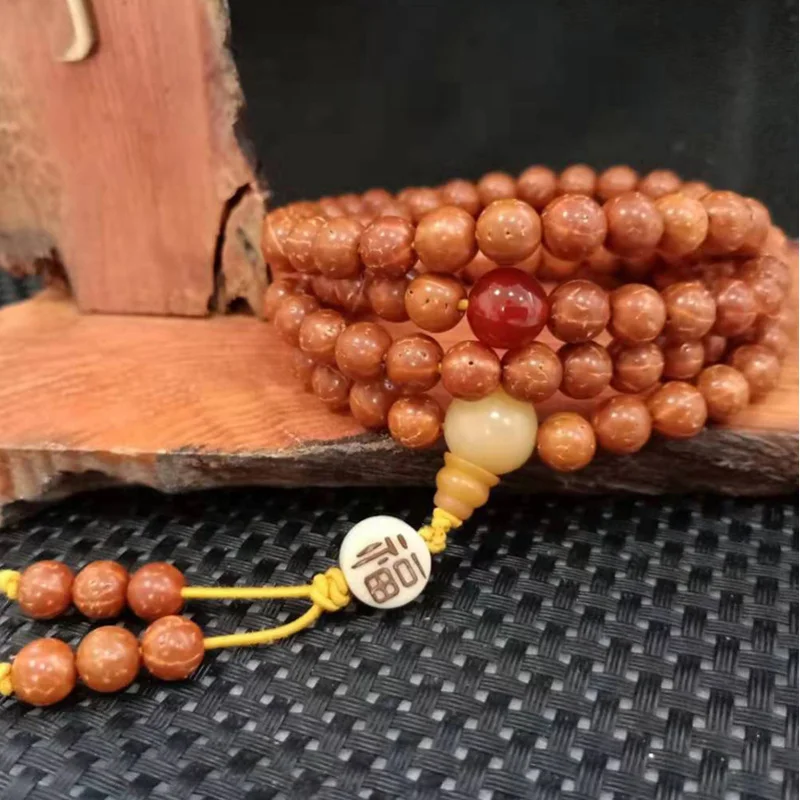 Boutique Toothless Small Jingang Bodhi 108Beads Bracelet Dry Grinding High Throw Nail Bone Pattern Rudraksha Beads