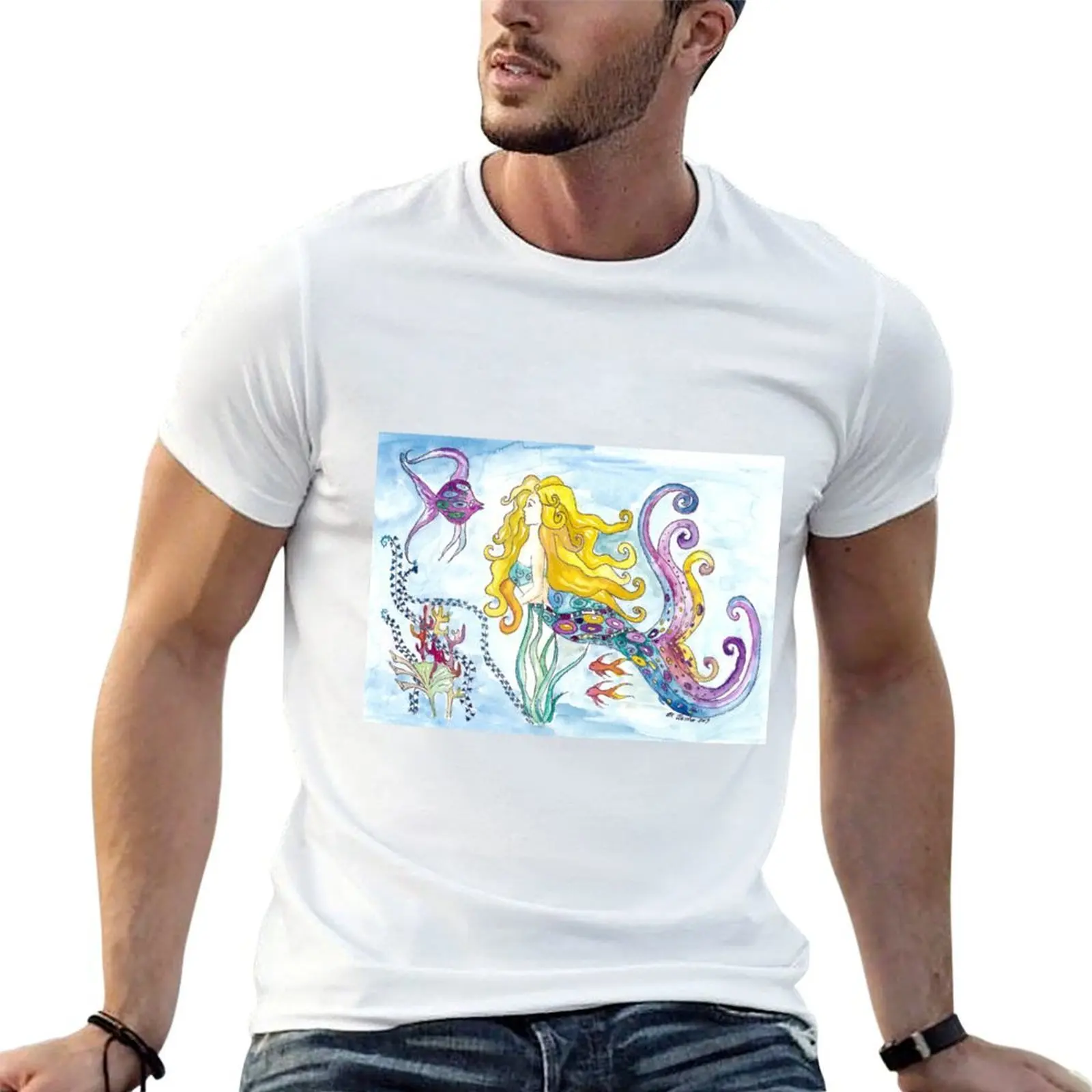 

Blonde mermaid mermaid enchants fish - Klimt inspired T-Shirt t shirts for man graphic vintage anime t shirts oversize T-Shirt