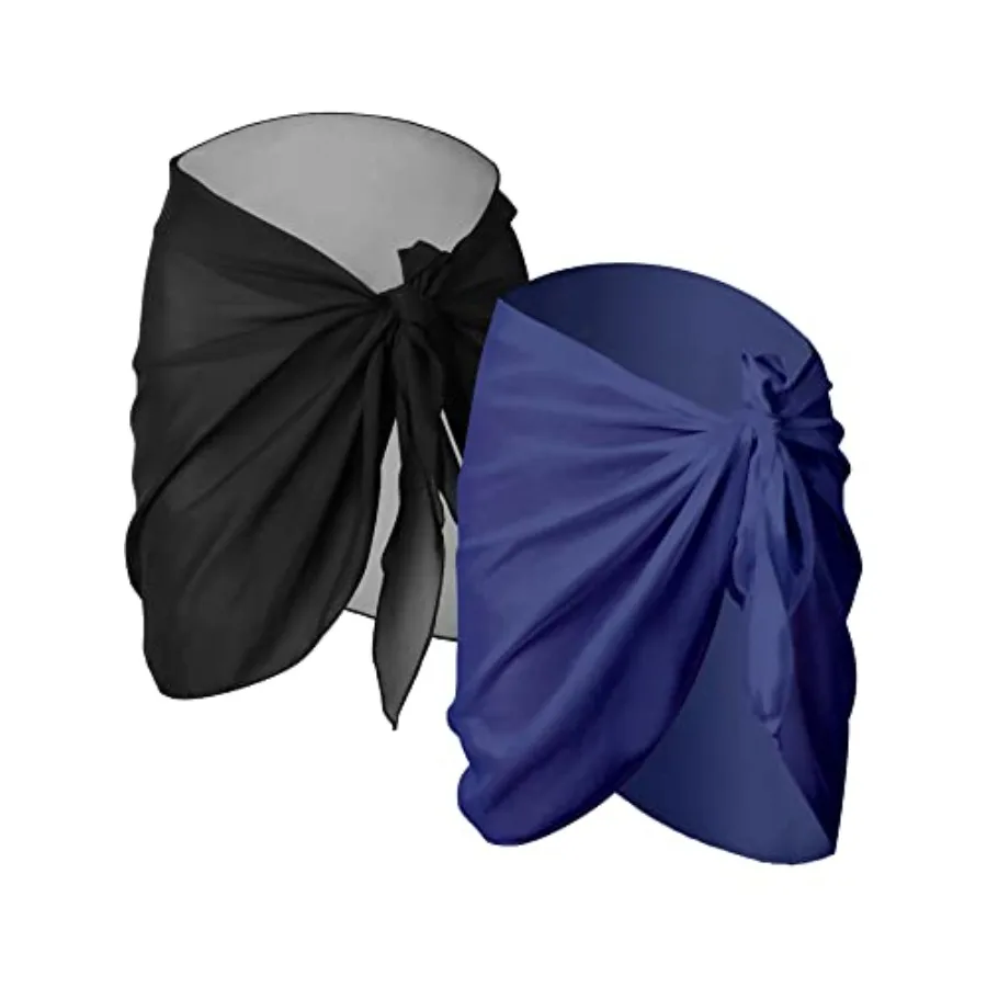 

2 Pieces Sarong Coverups for Women Bathing Suit Wrap Swimsuit Skirt Beach Bikini Cover up Swimwear Chiffon