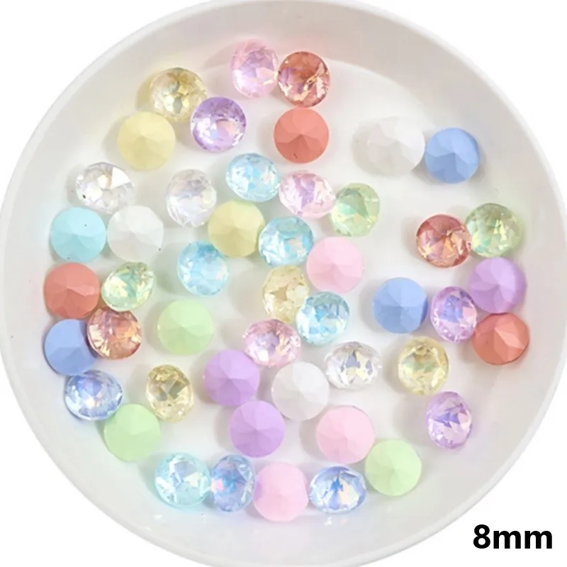 100 pz 6mm/8mm 33 tagli moka chiodo diamante Multi taglio cristallo a punta fondo gioielli per unghie accessori diamante Super scintillante